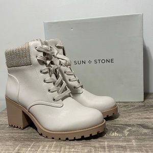 White Romina Lace-up Hiker Booties size 9.5